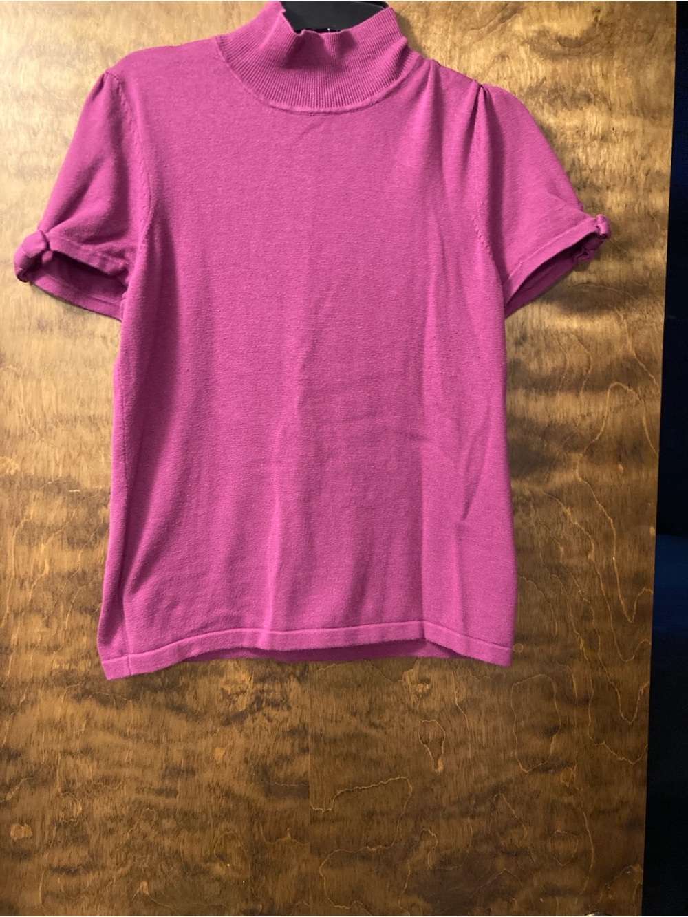 Chadwicks Short Sleeve Mock Neck Top in Purple